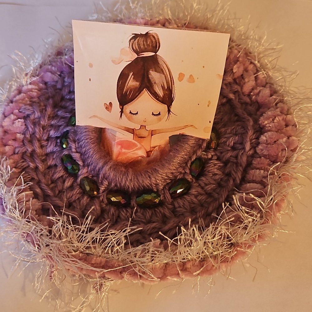 Balletcore Tutu Scrunchie Handmade Purple Ballerina Bun accessory Upcycled Beads - Picture 3 of 17